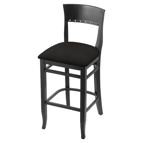 25" Counter Stool, Black Finish, Canter Espresso Seat